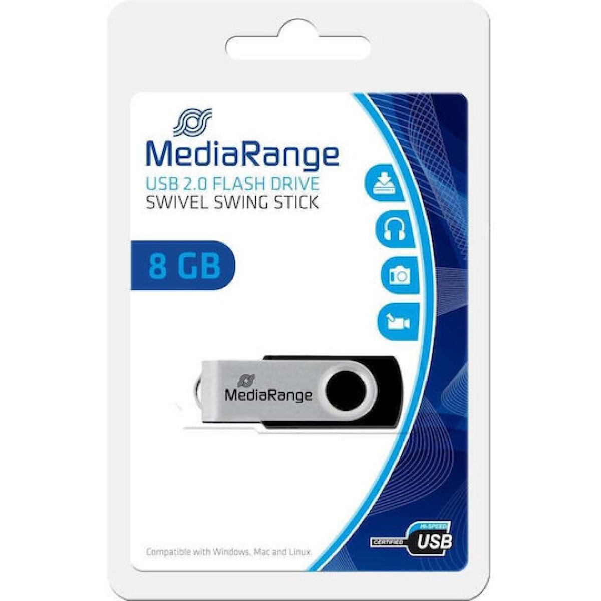 MediaRange 8GB USB 2.0 Stick Μαύρο