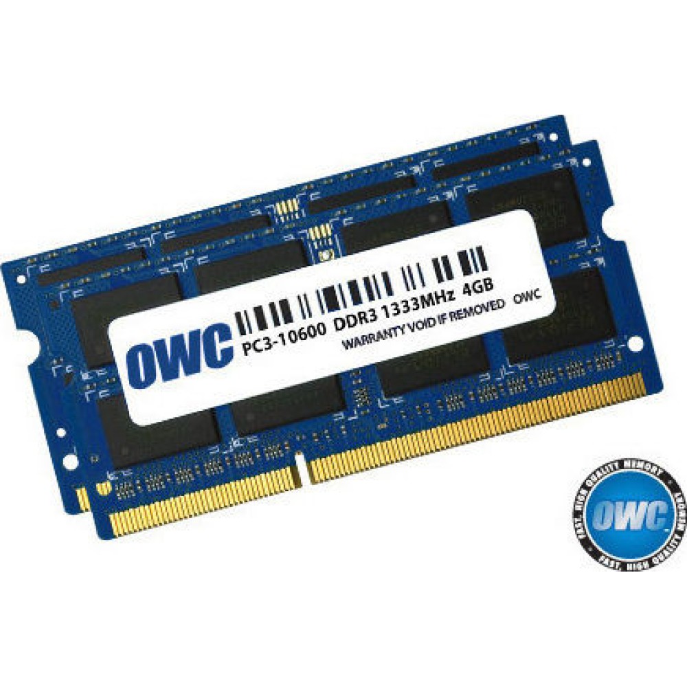 OWC DDR3 8GB RAM με 2x4GB Modules και Ταχύτητα 1333 για Laptop
