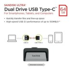 Sandisk Ultra Dual Drive 64GB USB 3.1 Stick με σύνδεση USB-A & USB-C Λευκό