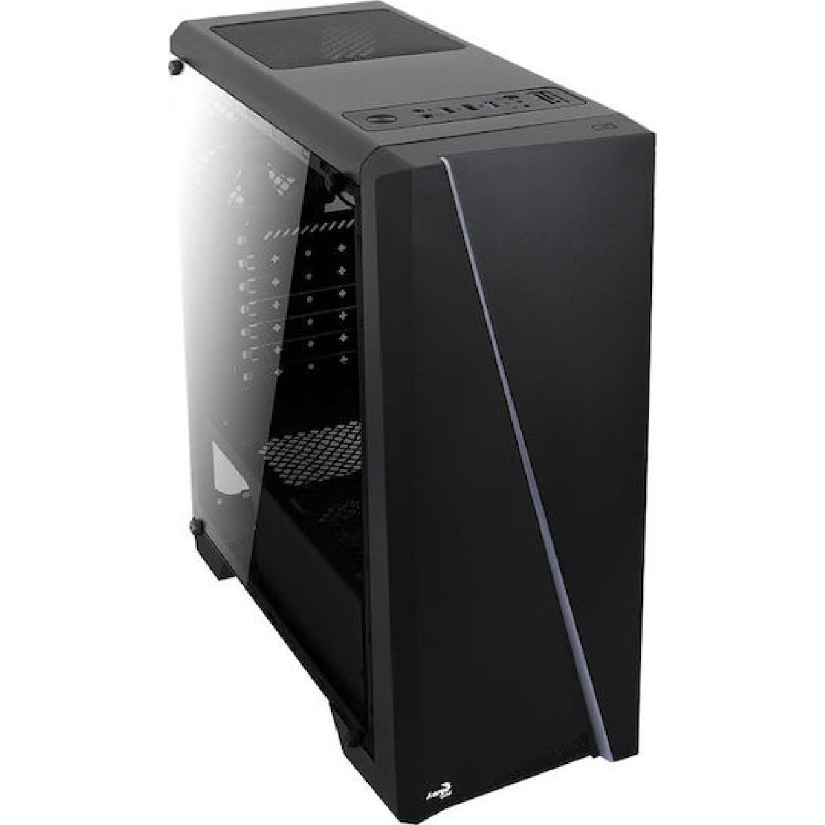 Aerocool Cylon Gaming Midi Tower Κουτί Υπολογιστή με Πλαϊνό Παράθυρο και RGB Φωτισμό Μαύρο