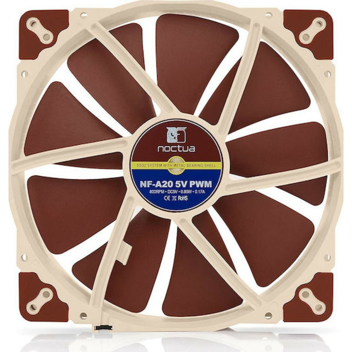 Noctua NF-A20 5V Case Fan 200mm με Σύνδεση 4-Pin PWM Καφέ