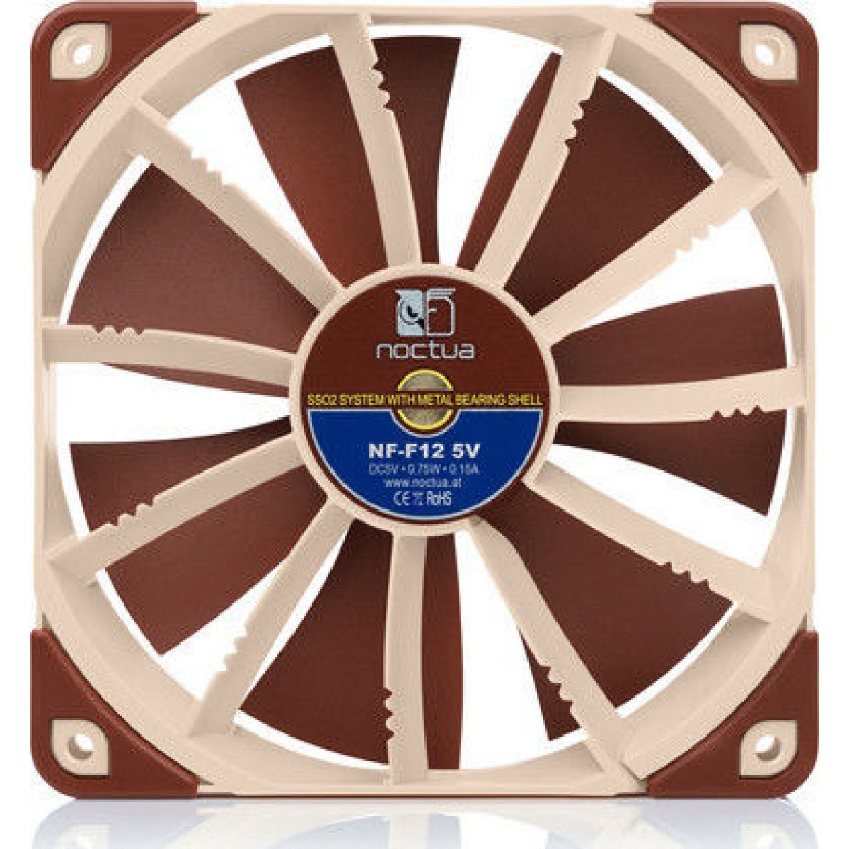 Noctua NF-F12 5V Case Fan 120mm με Σύνδεση 3-Pin Καφέ