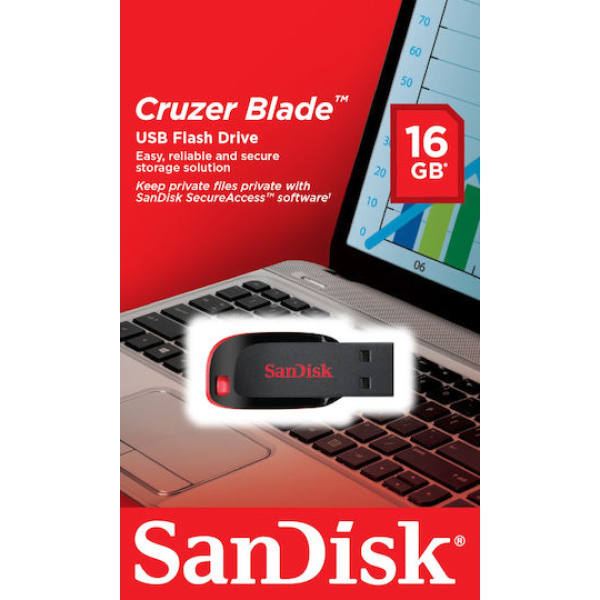 Sandisk Cruzer Blade 16GB USB 2.0 Stick Μαύρο