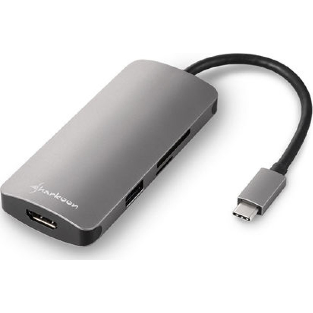 Sharkoon USB-C Docking Station με HDMI 4K PD Γκρι (4044951026715)