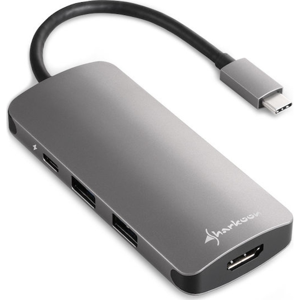 Sharkoon USB-C Docking Station με HDMI 4K PD Γκρι (4044951026715)