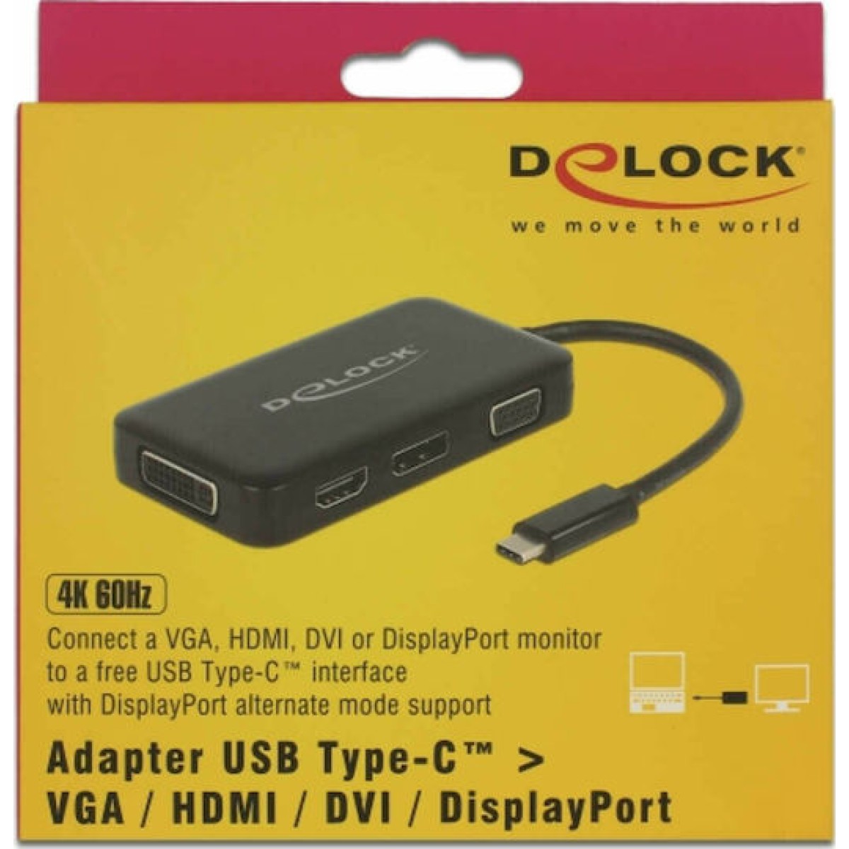 DeLock USB-C Docking Station με HDMI/DisplayPort 4K Μαύρο (63929)