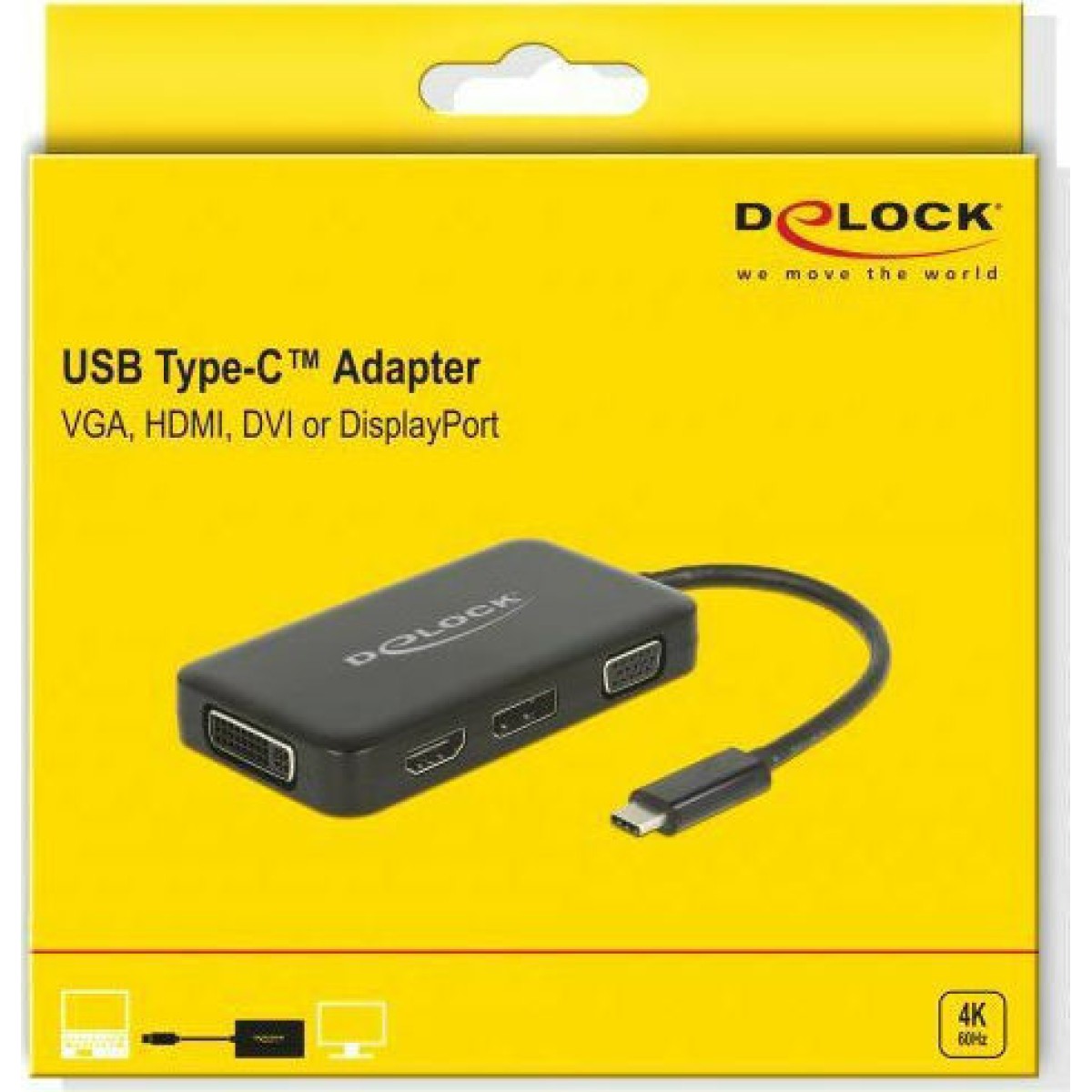 DeLock USB-C Docking Station με HDMI/DisplayPort 4K Μαύρο (63929)