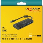DeLock USB-C Docking Station με HDMI 4K Μαύρο (63931)