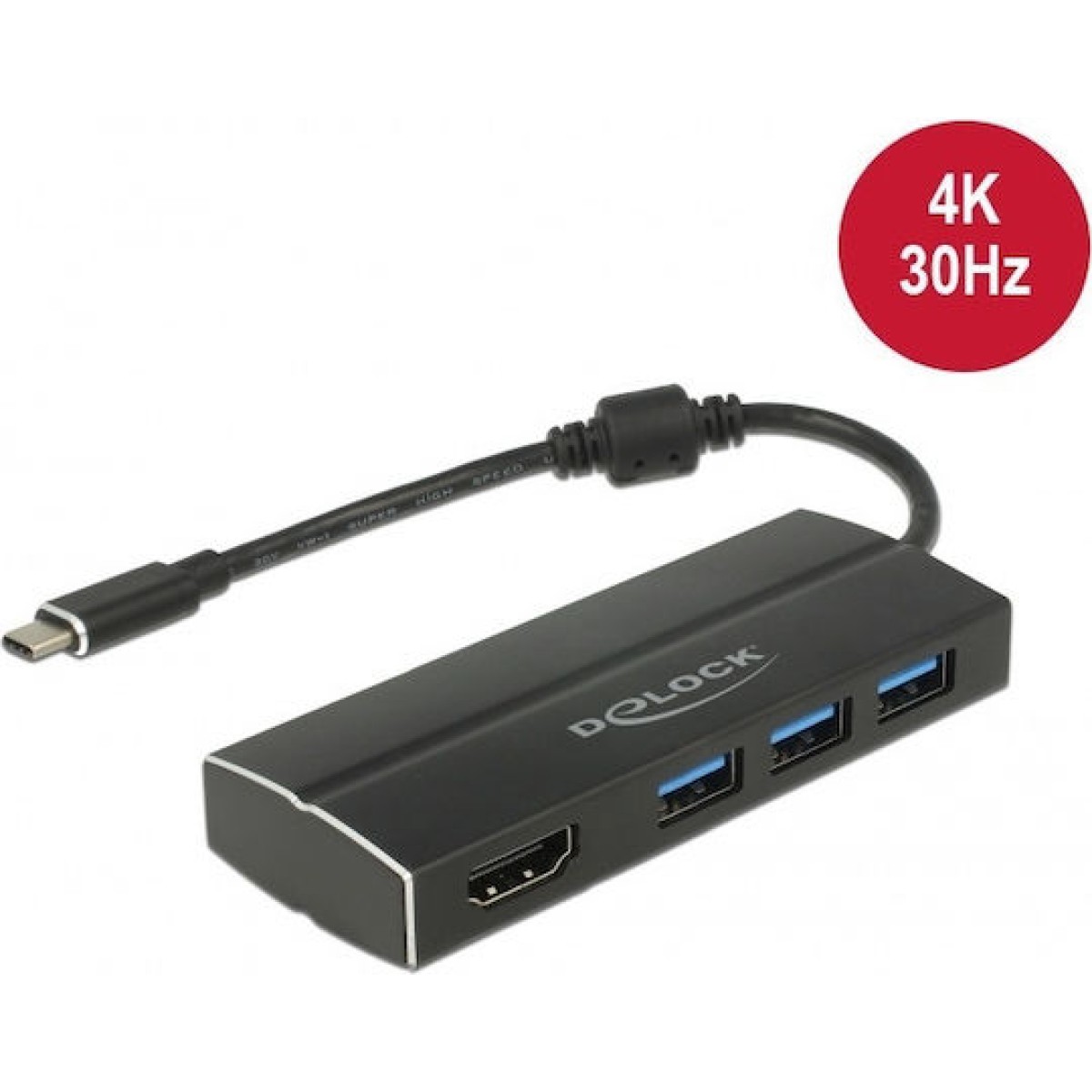 DeLock USB-C Docking Station με HDMI 4K Μαύρο (63931)