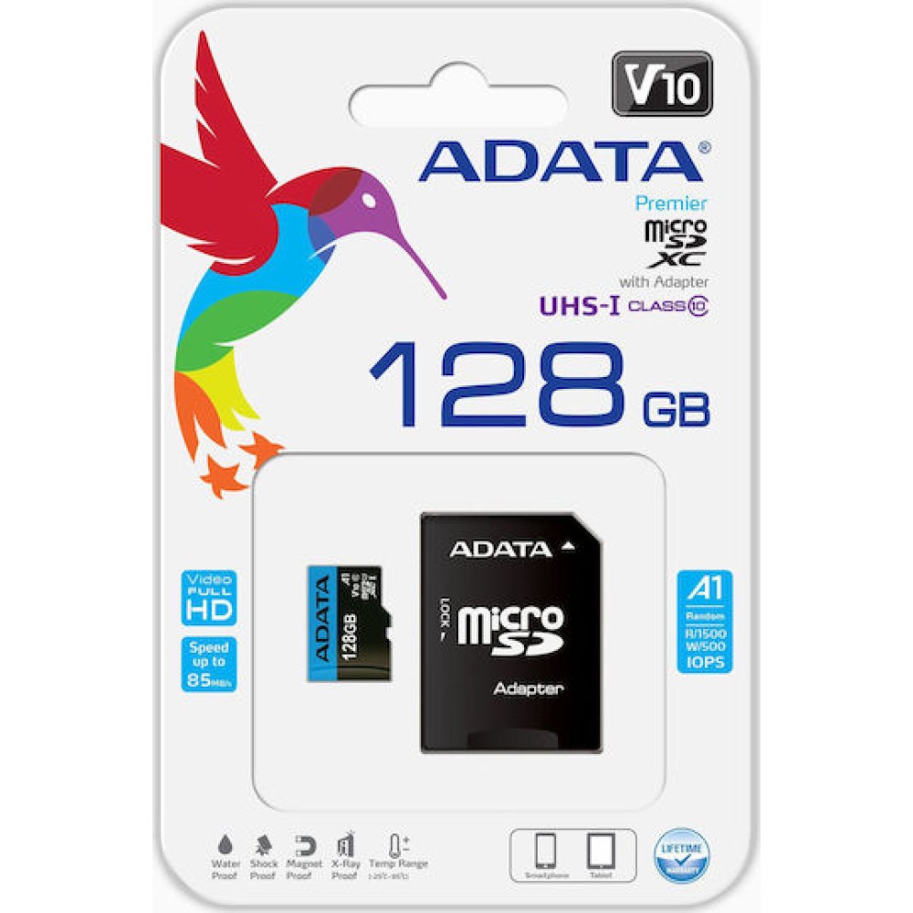 Adata Premier microSDXC 128GB Class 10 U1 V10 A1 UHS-I με αντάπτορα