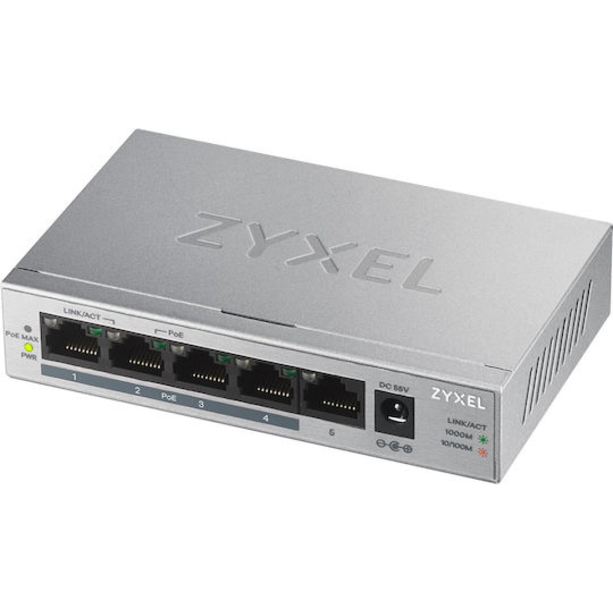 Zyxel GS1005HP Unmanaged L2 PoE+ Switch με 5 Θύρες Gigabit (1Gbps) Ethernet
