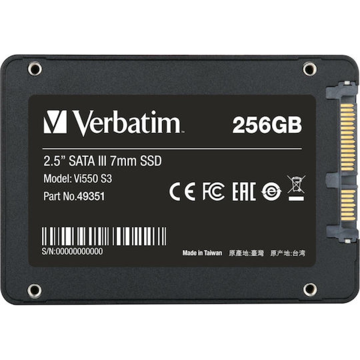 Verbatim Vi550 S3 SSD 256GB 2.5'' SATA III