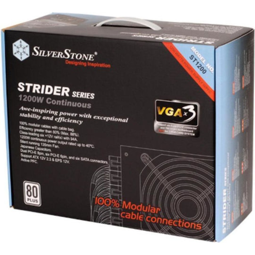 Silverstone 1200W Μαύρο Τροφοδοτικό Υπολογιστή Full Modular 80 Plus Platinum (SST-ST1200)