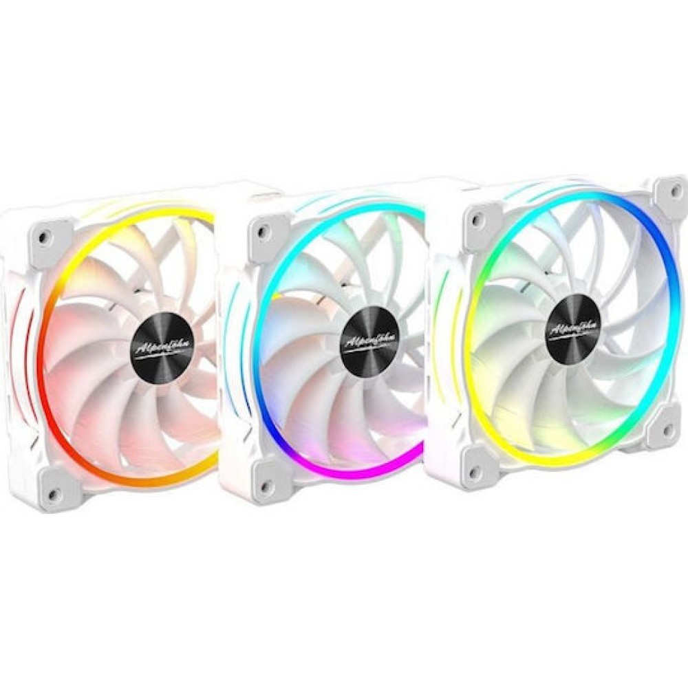 Alpenfoehn Wing Boost 3 ARGB High Speed Case Fan 120mm με Σύνδεση 4-Pin PWM 3τμχ Λευκό