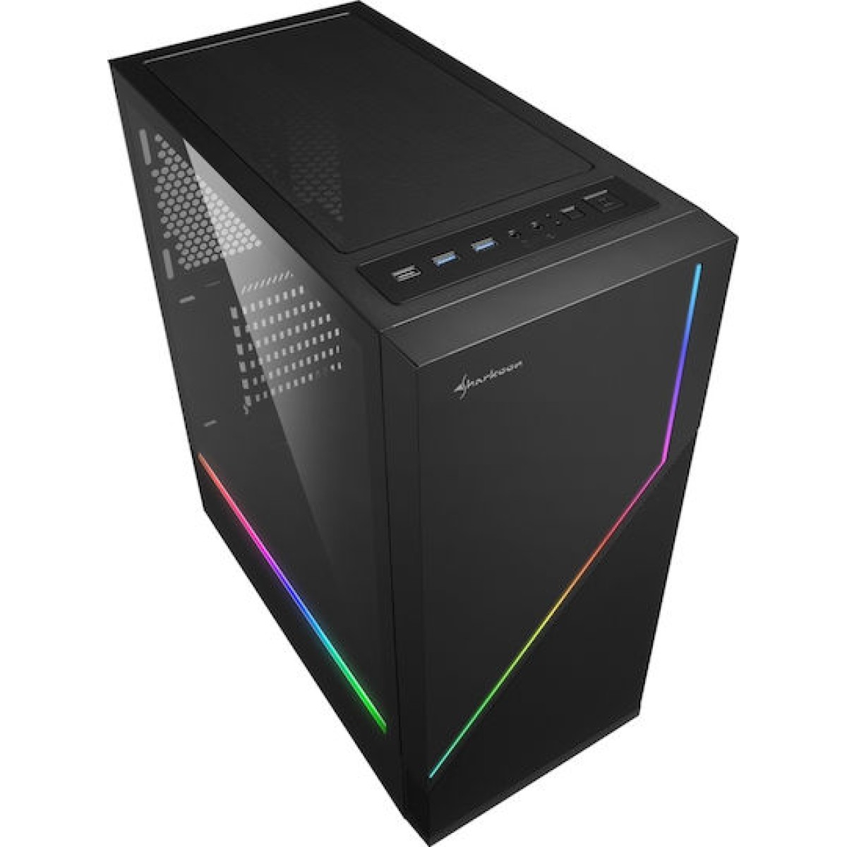 Sharkoon RGB Flow Gaming Midi Tower Κουτί Υπολογιστή με Πλαϊνό Παράθυρο Μαύρο