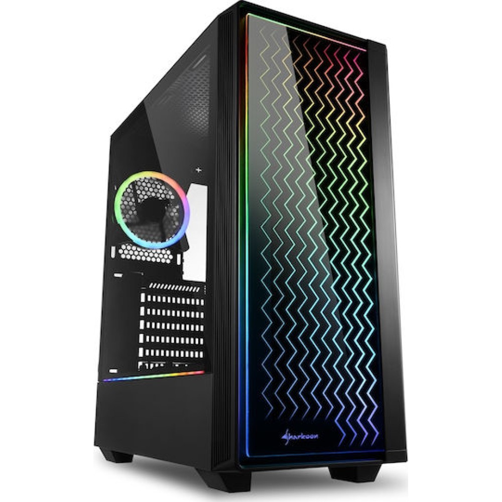Sharkoon RGB Lit 200 Gaming Midi Tower Κουτί Υπολογιστή με Πλαϊνό Παράθυρο Μαύρο