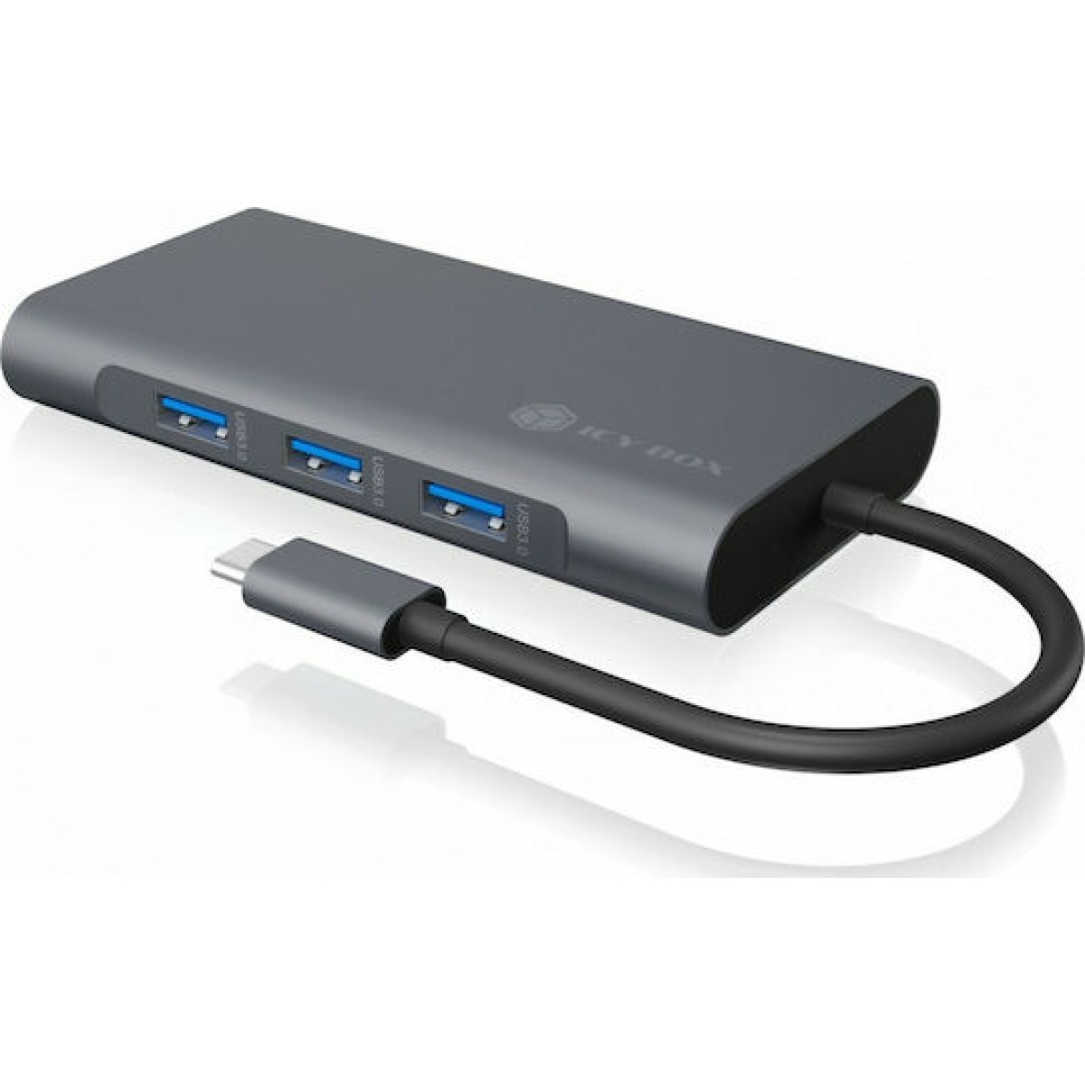 Icy Box USB-C Docking Station με HDMI 4K PD Ethernet και σύνδεση 2 Οθονών Γκρι (IB-DK4040-CPD)