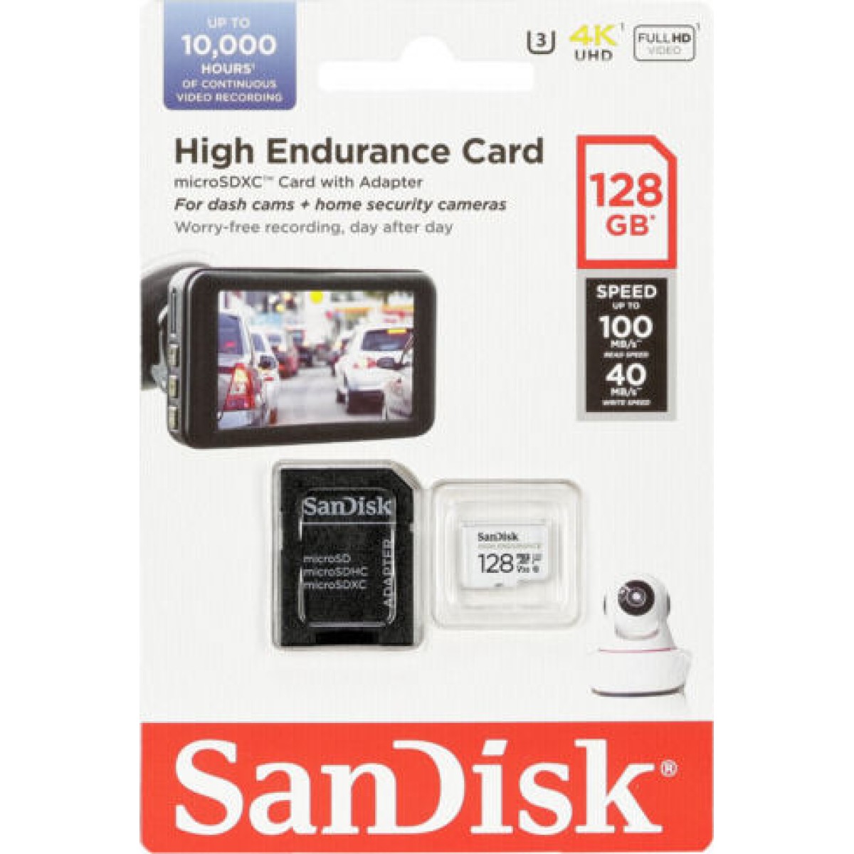 Sandisk High Endurance microSDXC 128GB Class 10 U3 V30 UHS-I με αντάπτορα