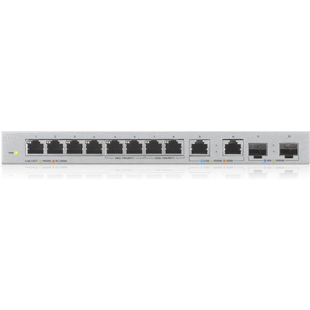 Zyxel XGS1010-12-ZZ0102F v2 Unmanaged L2 Switch με 8 Θύρες Gigabit (1Gbps) Ethernet και 2 SFP Θύρες