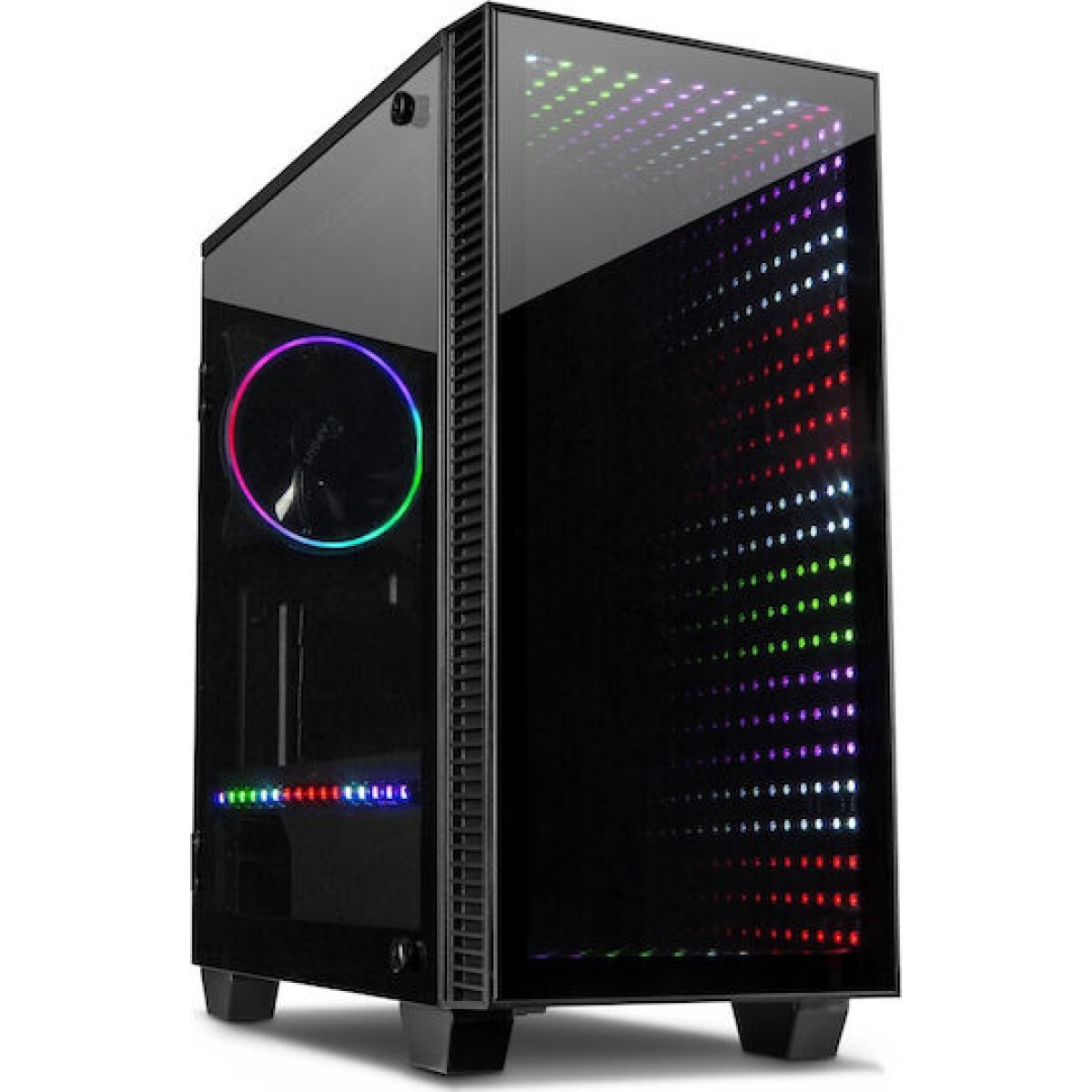 Inter-Tech X-608 Infinity Micro Gaming Midi Tower Κουτί Υπολογιστή με Πλαϊνό Παράθυρο και RGB Φωτισμό Μαύρο