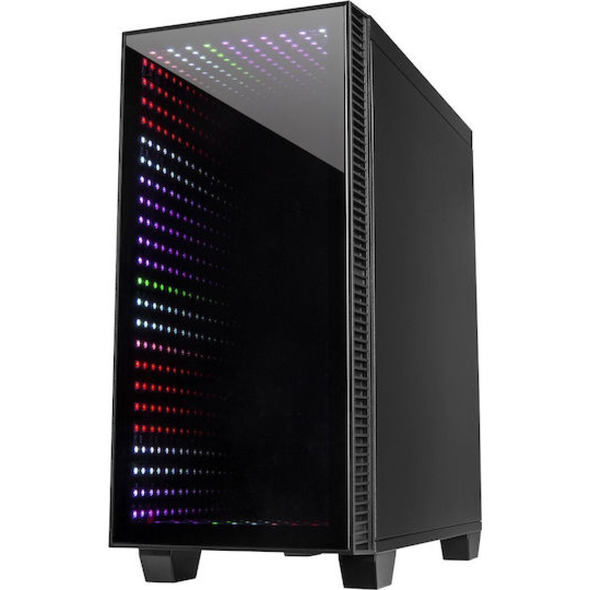 Inter-Tech X-608 Infinity Micro Gaming Midi Tower Κουτί Υπολογιστή με Πλαϊνό Παράθυρο και RGB Φωτισμό Μαύρο