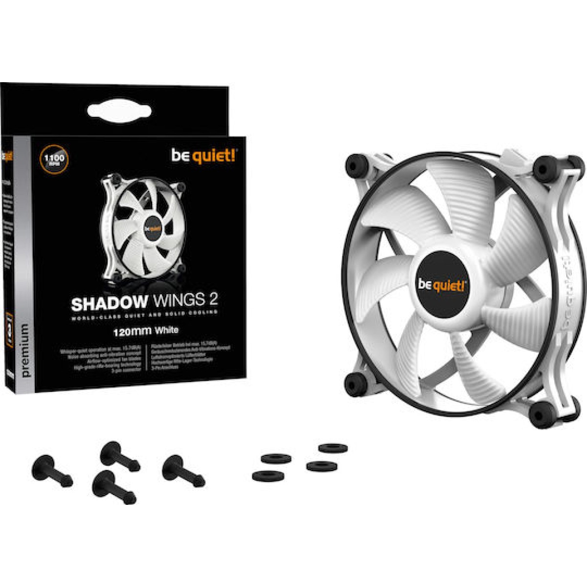Be Quiet Shadow Wings 2 Case Fan 120mm με Σύνδεση 3-Pin Λευκό