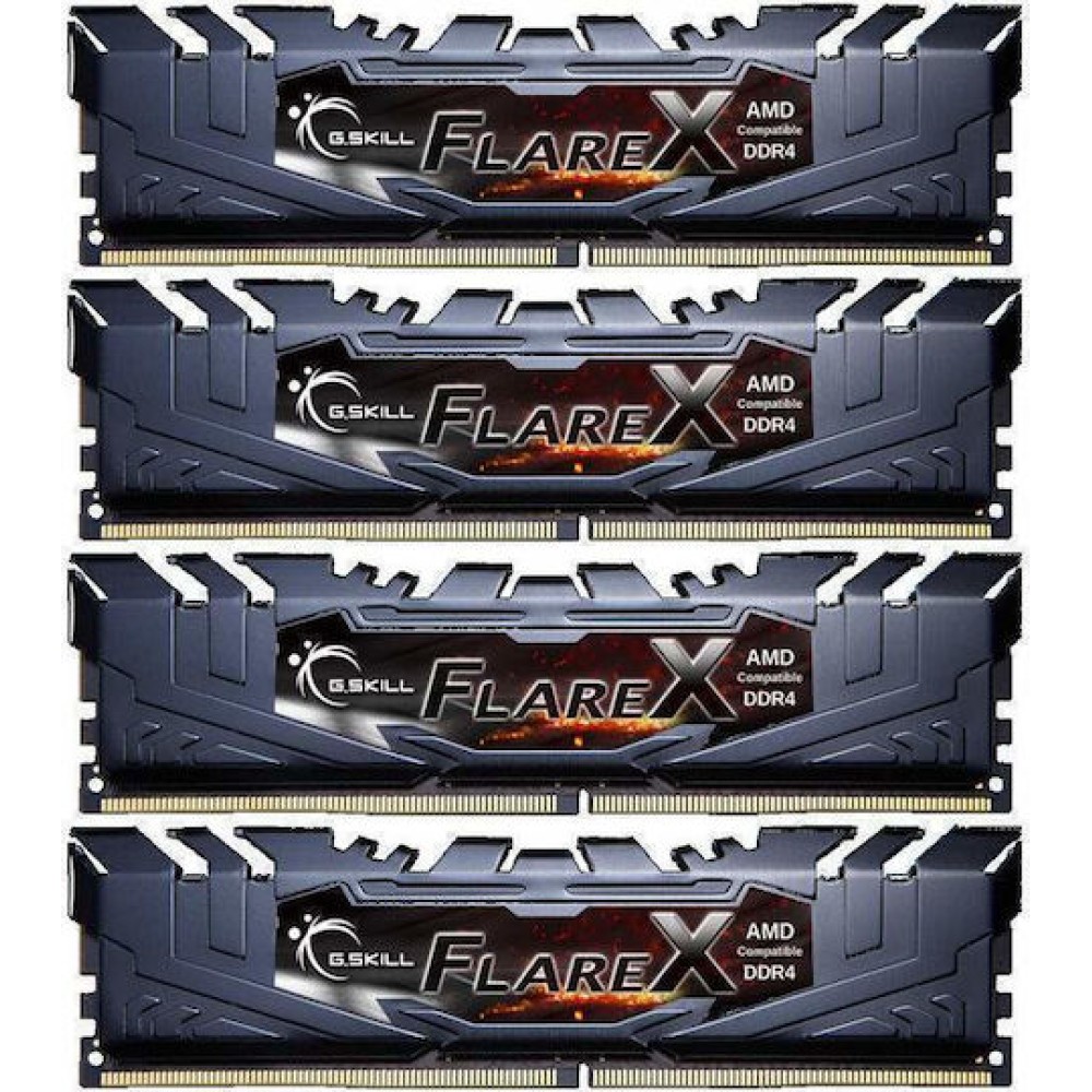 G.Skill Flare X DDR4 64GB RAM με 4x16GB Modules και Ταχύτητα 3200 για Desktop