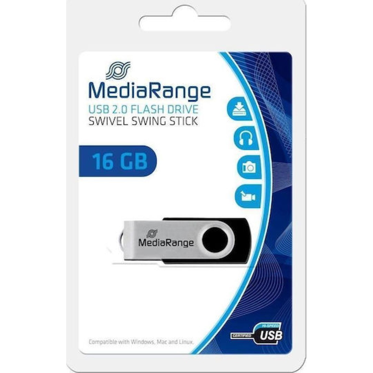 MediaRange 16GB USB 2.0 Stick Ασημί