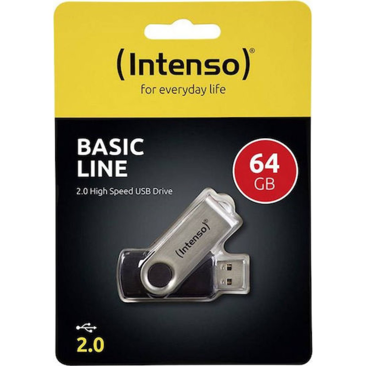 Intenso Basic Line 64GB USB 2.0 Stick Μαύρο