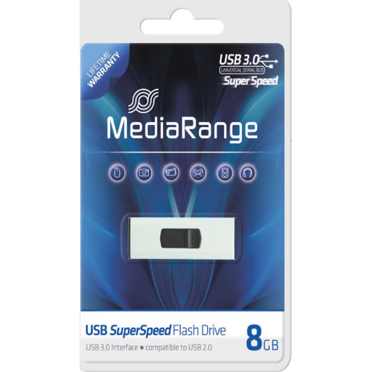 MediaRange 8GB USB 3.0 Stick Λευκό
