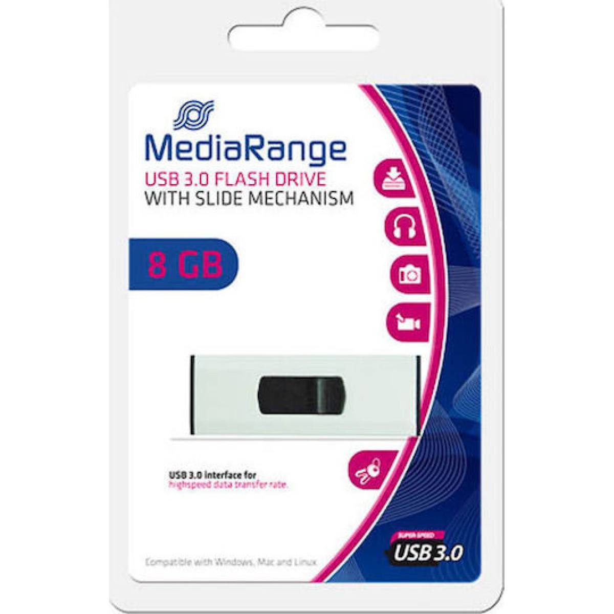 MediaRange 8GB USB 3.0 Stick Λευκό