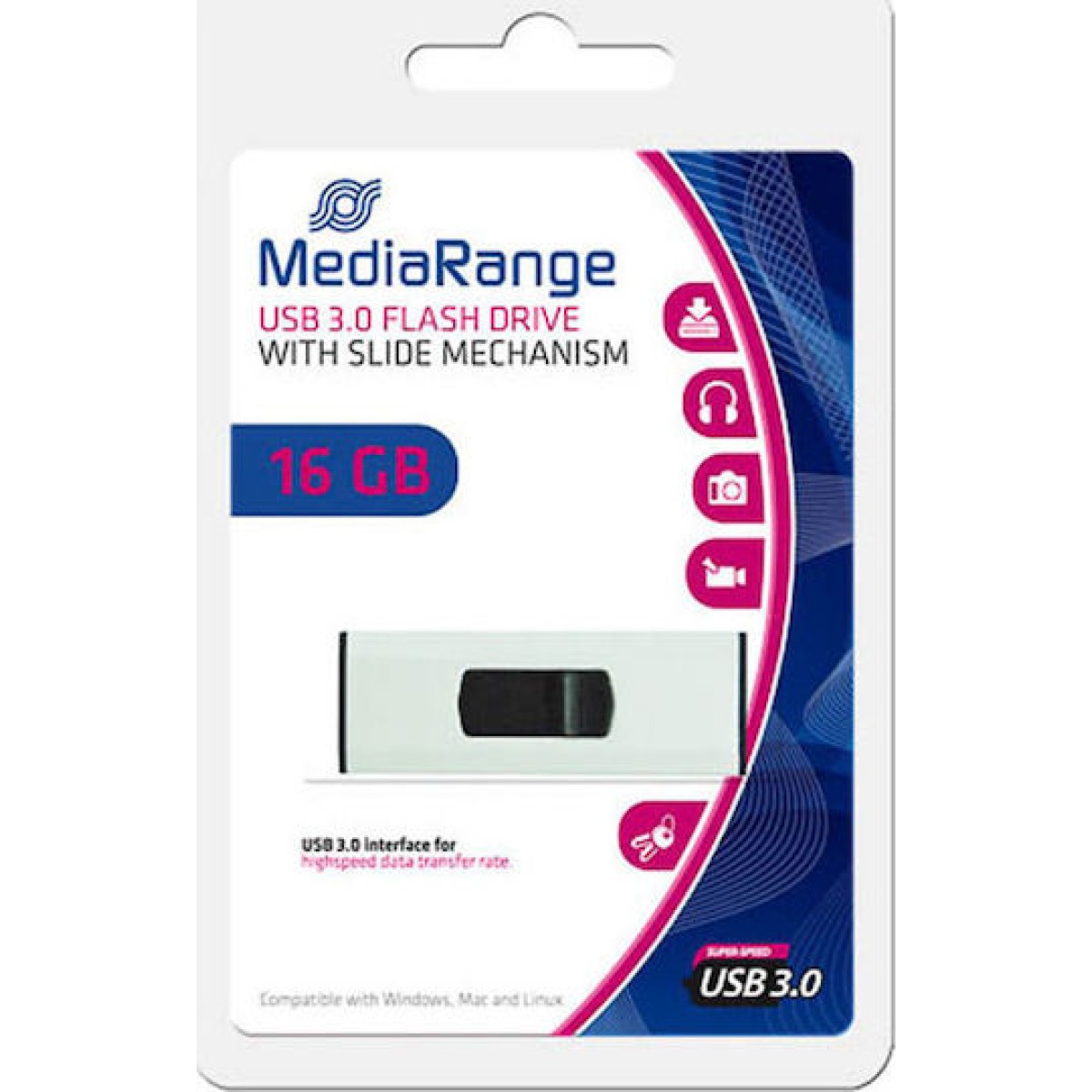 MediaRange 16GB USB 3.0 Stick Λευκό