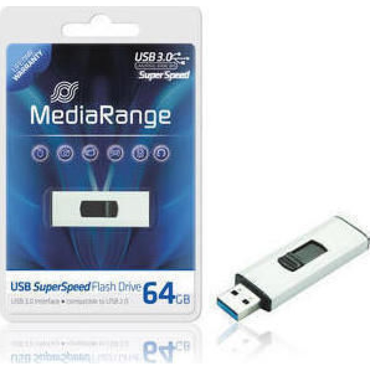 MediaRange 64GB USB 3.0 Stick Λευκό