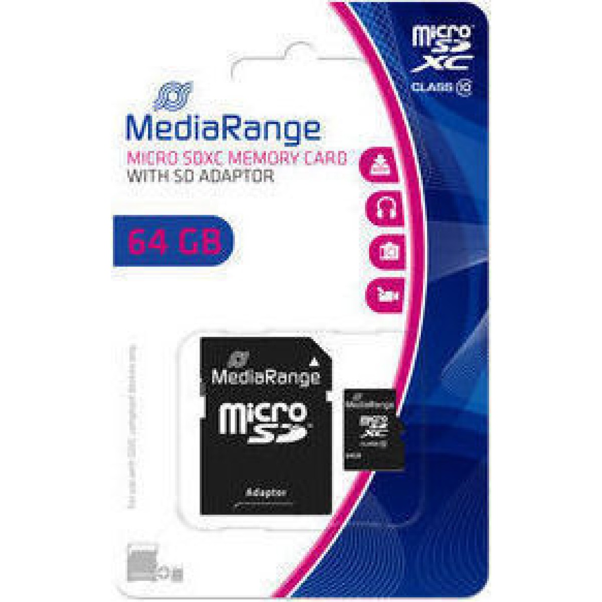 MediaRange microSDXC 64GB Class 10 A1 High Speed με αντάπτορα
