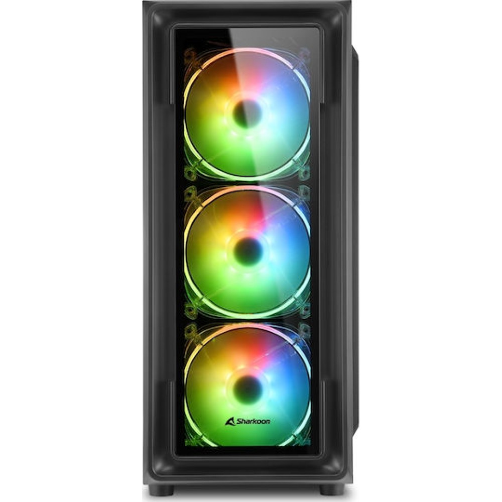 Sharkoon TK4 RGB Gaming Midi Tower Κουτί Υπολογιστή με Πλαϊνό Παράθυρο Μαύρο