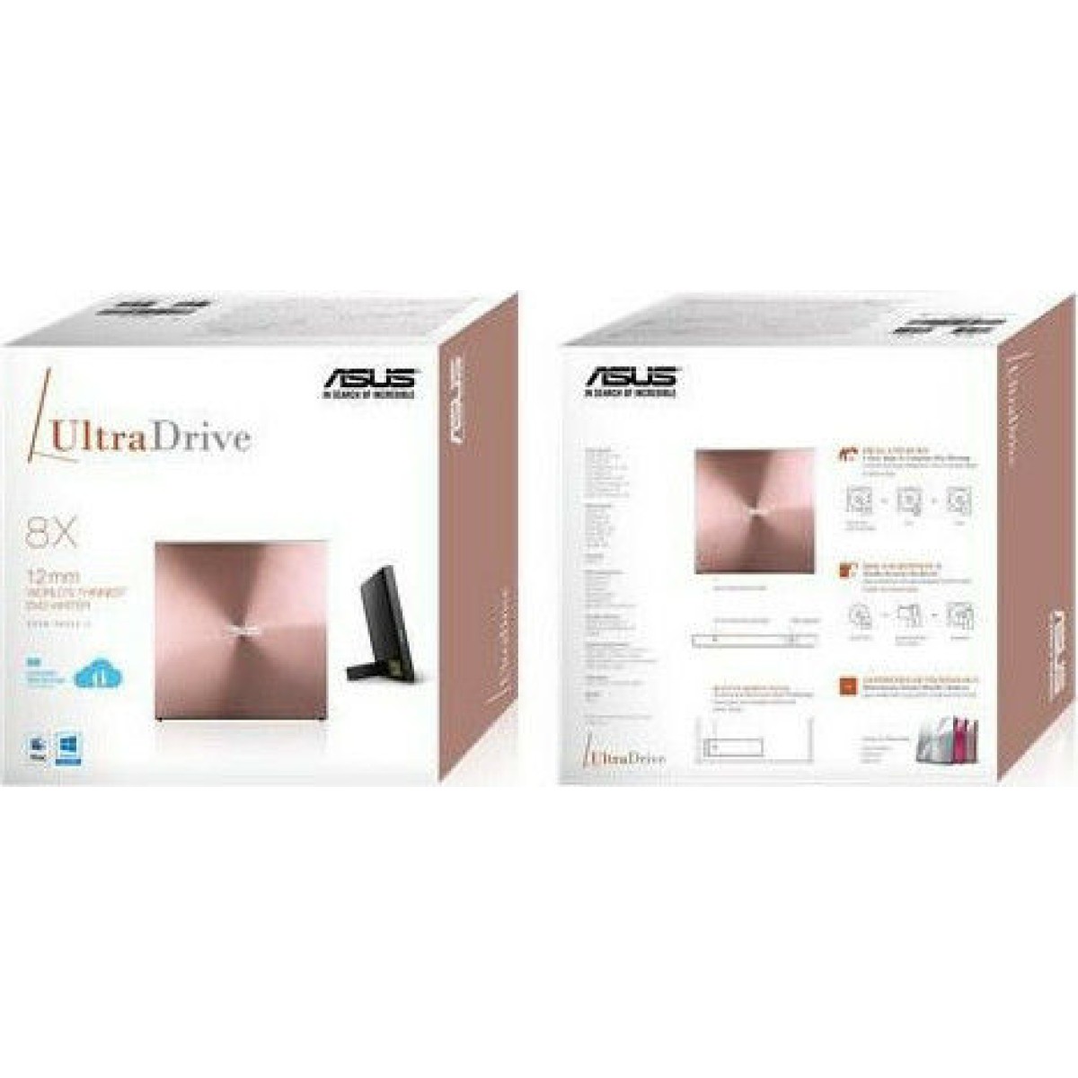 Asus SDRW-08U5S-U Εξωτερικός Οδηγός Εγγραφής/Ανάγνωσης CD/DVD για Desktop / Laptop Ροζ Χρυσό