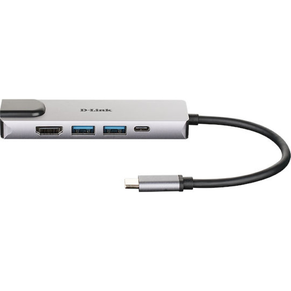 D-Link USB-C Docking Station με HDMI 4K PD Ethernet Ασημί (DUB-M520)