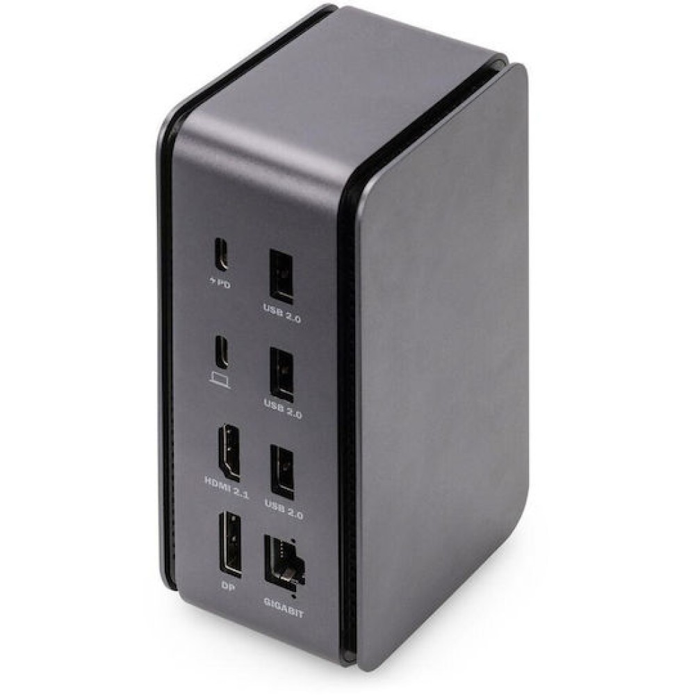 Digitus USB-C Docking Station με HDMI/DisplayPort 4K PD Ethernet και συνδεση 2 Οθονών Γκρι (DA-70897)