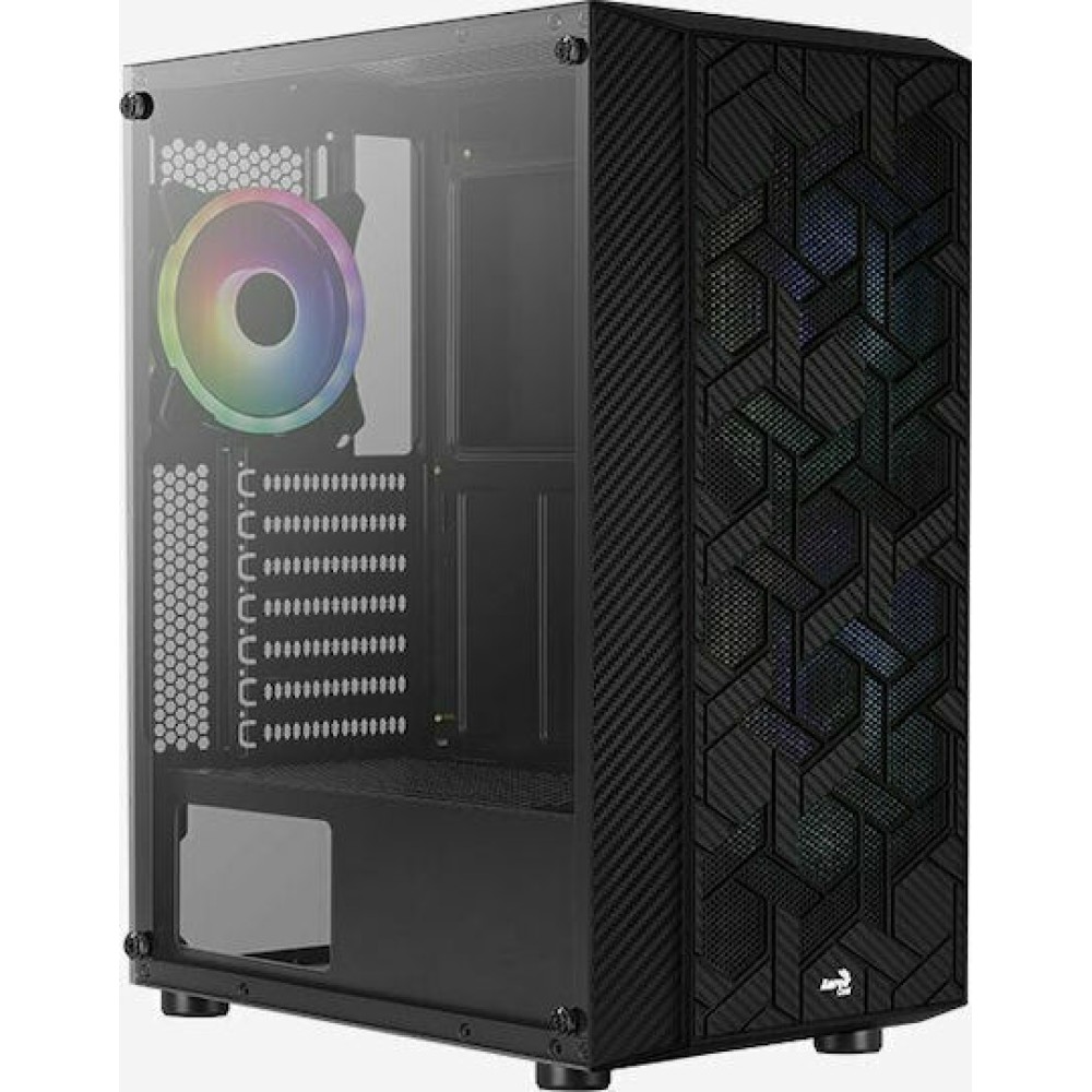 Aerocool Hive ARGB v1 Gaming Midi Tower Κουτί Υπολογιστή με Πλαϊνό Παράθυρο Μαύρο