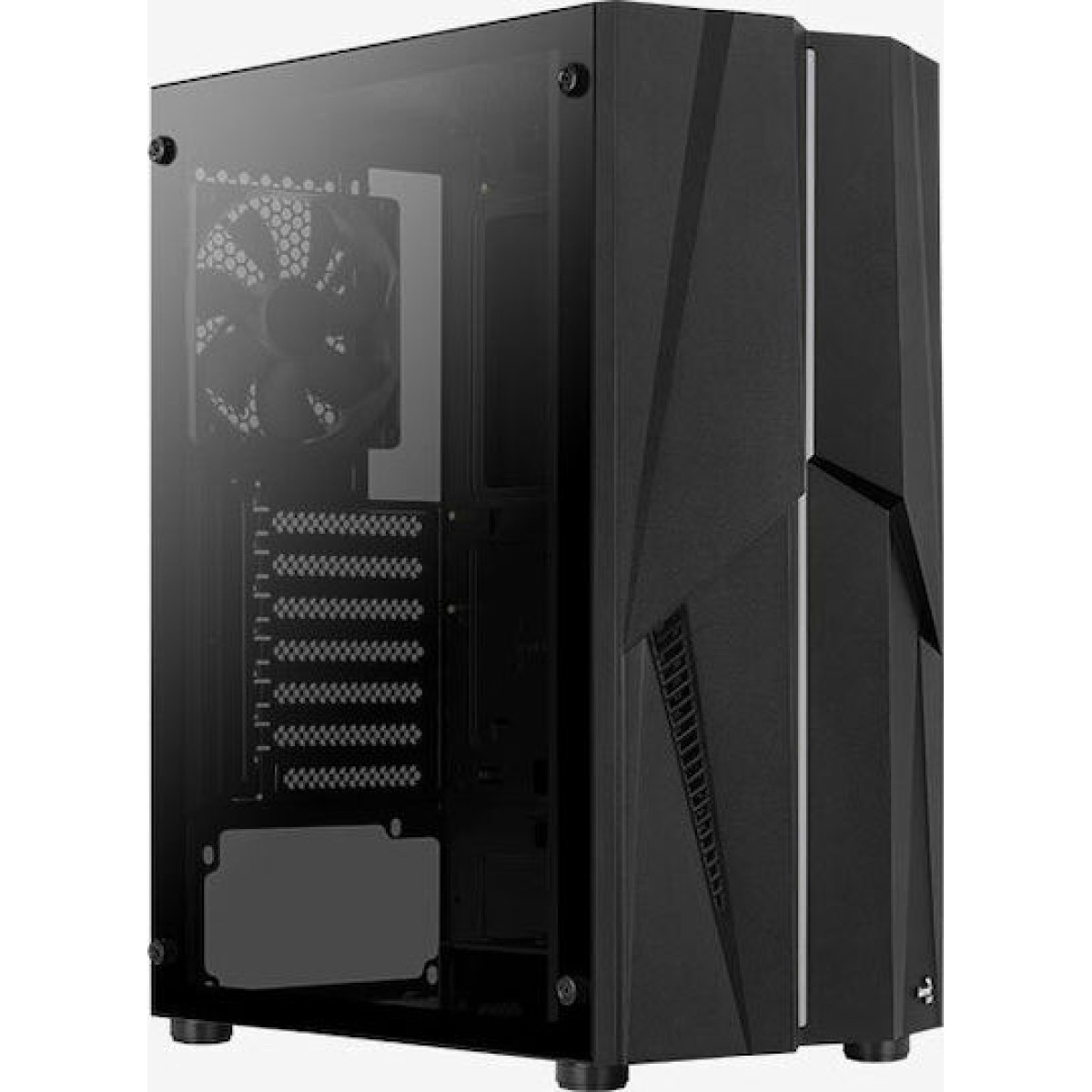 Aerocool Mecha v1 Gaming Midi Tower Κουτί Υπολογιστή με Πλαϊνό Παράθυρο και RGB Φωτισμό Μαύρο