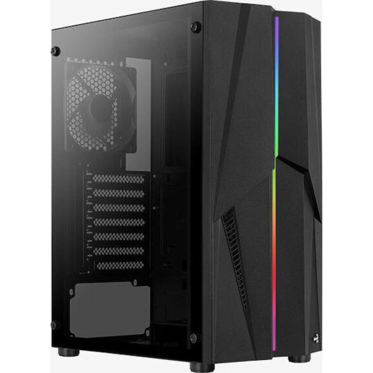 Aerocool Mecha v1 Gaming Midi Tower Κουτί Υπολογιστή με Πλαϊνό Παράθυρο και RGB Φωτισμό Μαύρο