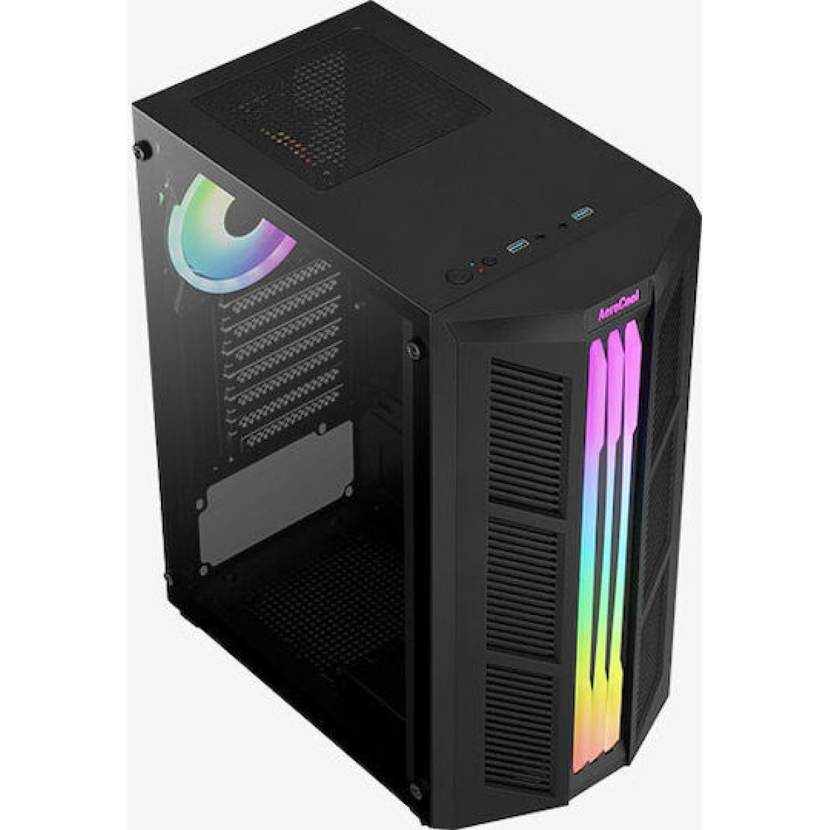 Aerocool Prime ARGB v2 Gaming Midi Tower Κουτί Υπολογιστή με Πλαϊνό Παράθυρο Μαύρο