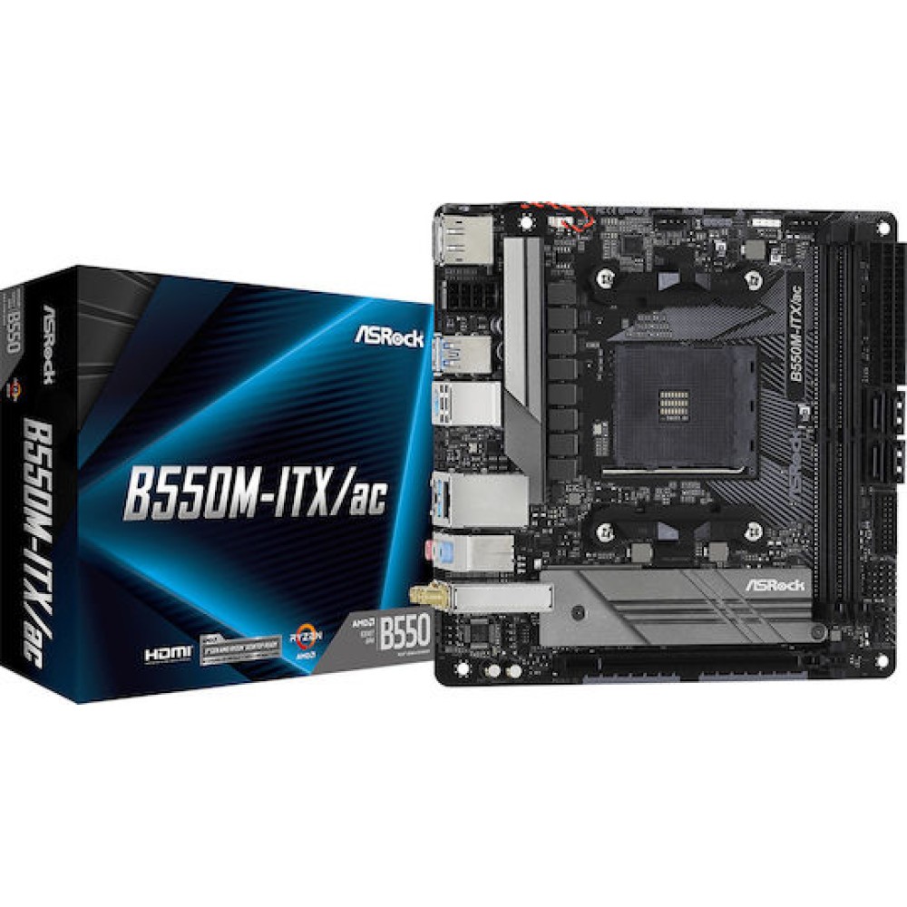 ASRock B550M-ITX/ac Wi-Fi Motherboard Mini ITX με AMD AM4 Socket 90-MXBDH0-A0UAYZ