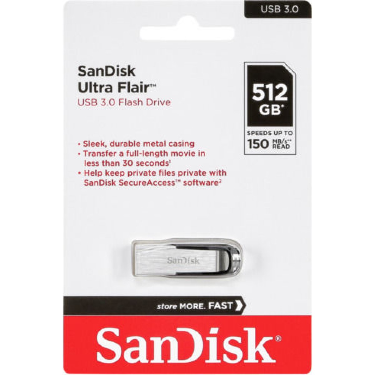 Sandisk Ultra Flair 512GB USB 3.0 Stick Μαύρο