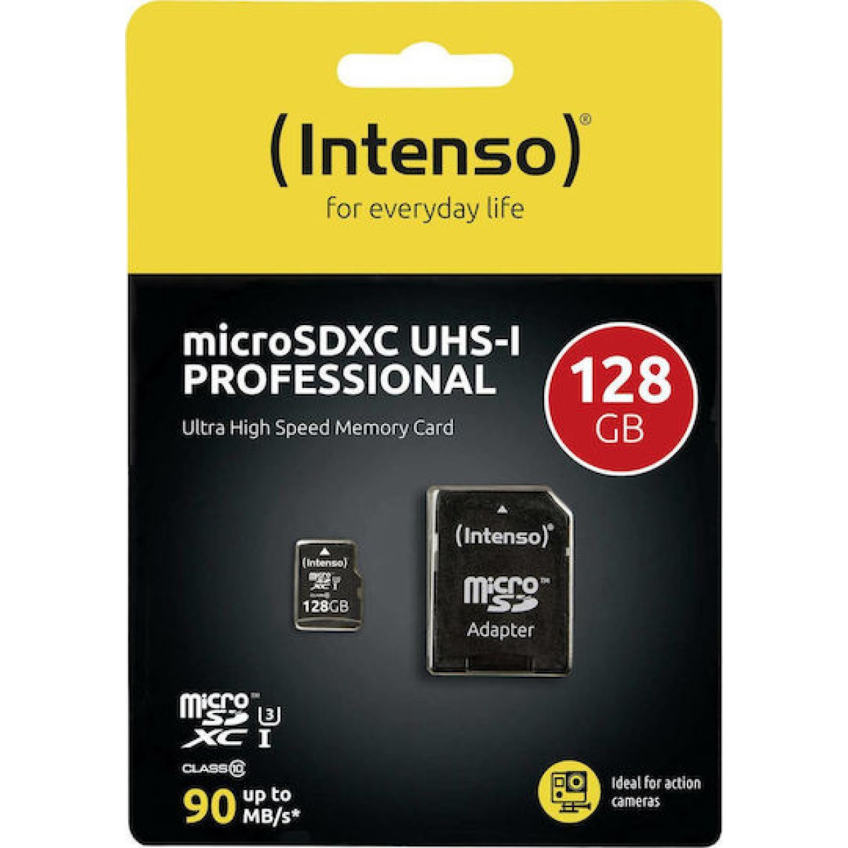 Intenso Professional microSDXC 128GB Class 10 U3 UHS-I με αντάπτορα