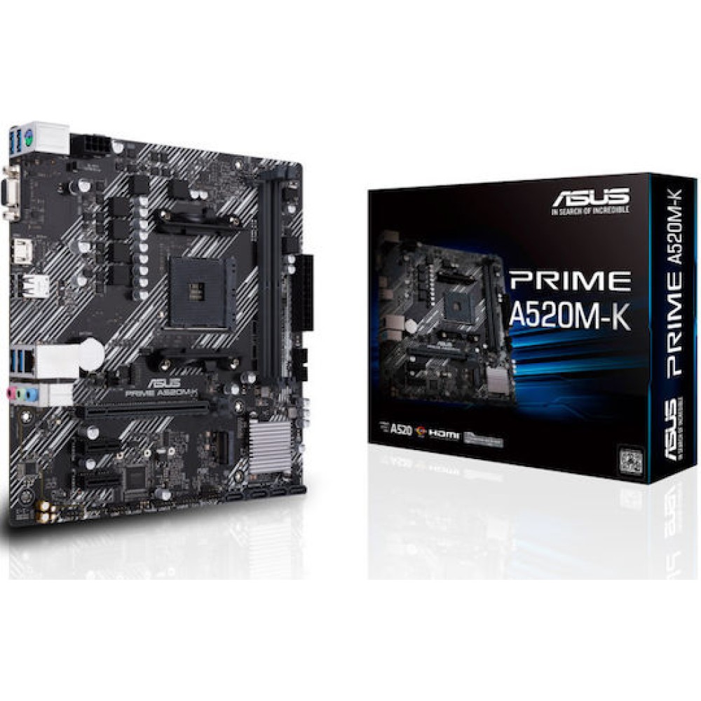 Asus Prime A520M-K Motherboard Micro ATX με AMD AM4 Socket 90MB1500-M0EAY0
