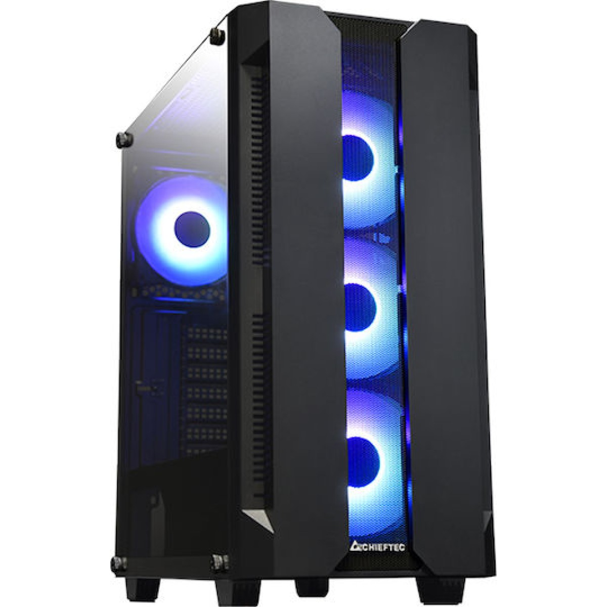 Chieftec Hunter Gaming Midi Tower Κουτί Υπολογιστή με Πλαϊνό Παράθυρο και RGB Φωτισμό Μαύρο