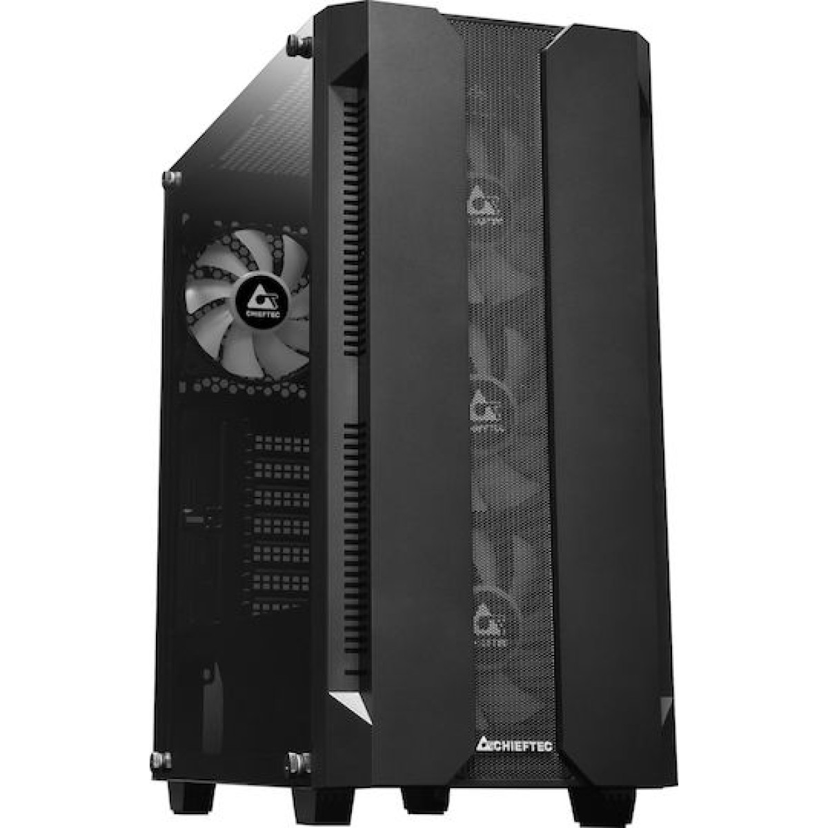 Chieftec Hunter Gaming Midi Tower Κουτί Υπολογιστή με Πλαϊνό Παράθυρο και RGB Φωτισμό Μαύρο