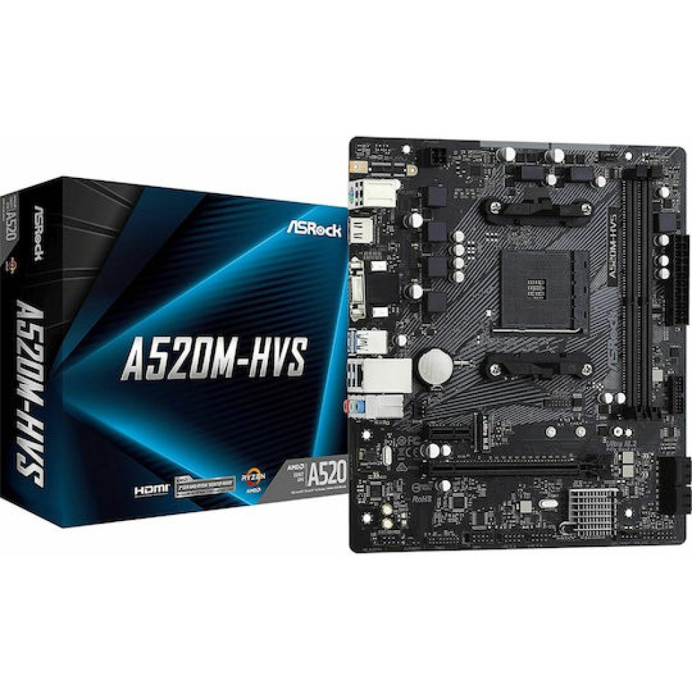 ASRock A520M-HVS Motherboard Micro ATX με AMD AM4 Socket 90-MXBE60-A0UAYZ