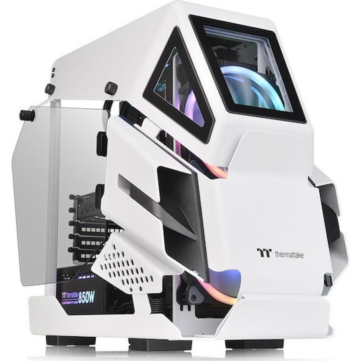 Thermaltake AH T200 Gaming Micro Tower Κουτί Υπολογιστή με Πλαϊνό Παράθυρο Λευκό